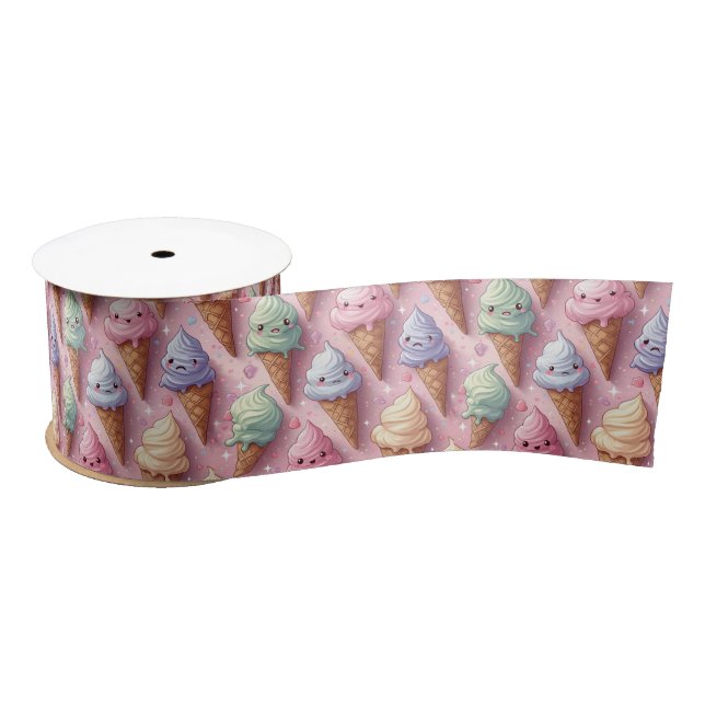 Ruban En Satin Kawaii Art Ice Cream Cones (Bobine)