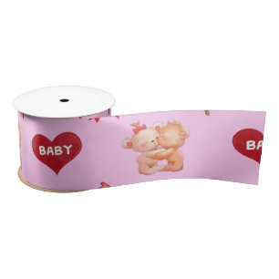 Ruban En Satin Kissing Bears Coeurs de bébé