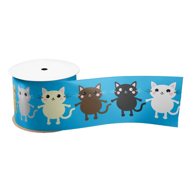 Ruban En Satin Kitty Chat Anniversaire Fête Enfants (Bobine)