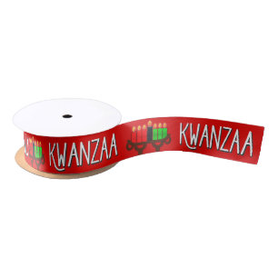 Ruban En Satin Kwanzaa avec bougies Kinara Lit sur rouge