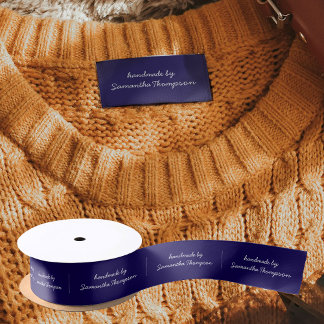 Ruban En Satin Labels Clothing Tags Handmade Items Script Blue