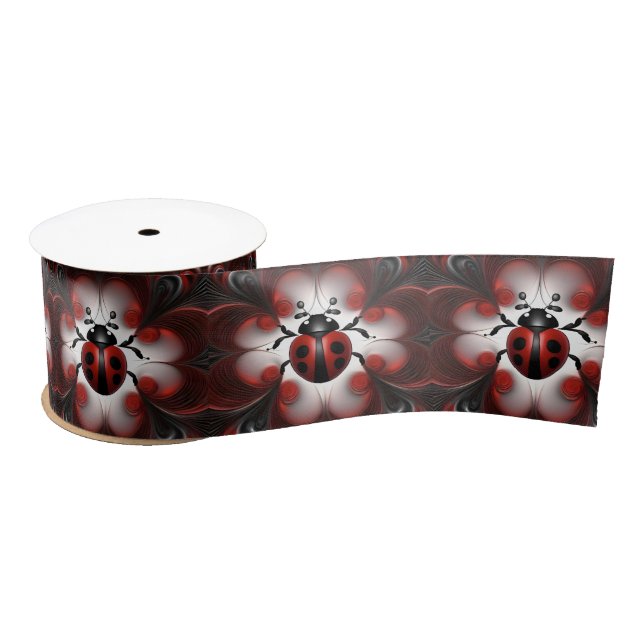 Ruban En Satin Ladybird Fractal Art Design, (Bobine)