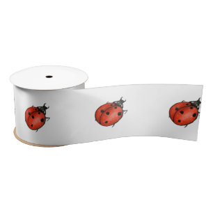 Ruban En Satin Ladybugs en blanc