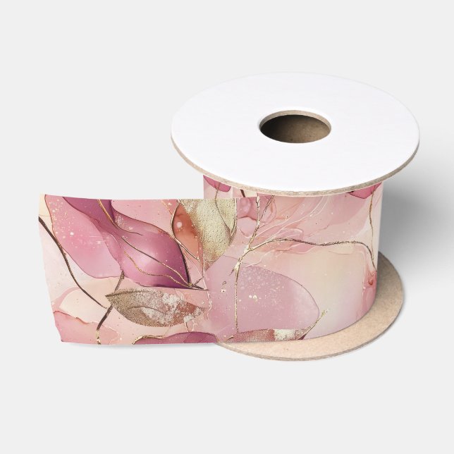 Ruban En Satin Lancement de Mariée aux Feuilles de Rose Doré (Bobine)