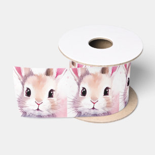 Ruban En Satin Lapin Mignon Aquarelle Rose Baby Shower
