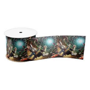 Ruban En Satin Lapin Panique Tombant Dans Le Trou Du Lapin