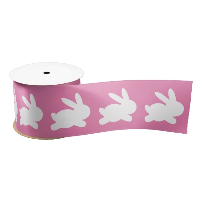 Ruban En Satin Lapin rose et blanc (Bobine)