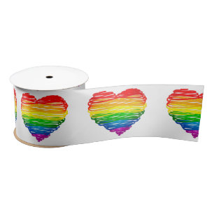 Ruban En Satin Le cœur arc-en-ciel de SlipperyJoe griffonné tourb