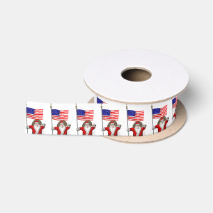 Ruban En Satin Le père noël heureux avec le drapeau des USA