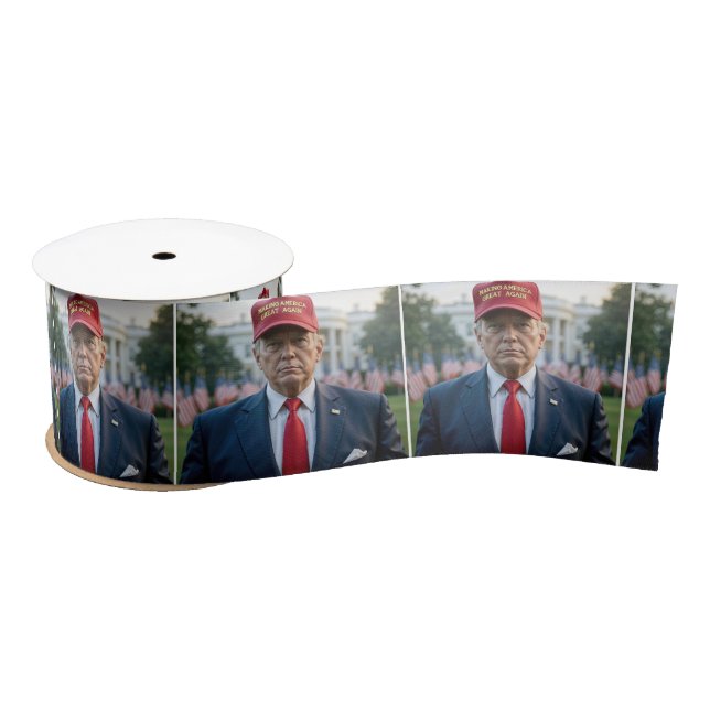 Ruban En Satin Le président Trump avec un Casquette Red MAGA (Bobine)