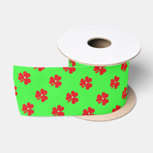 Ruban En Satin Le trèfle rouge, perle blanche pour la Saint Patri
