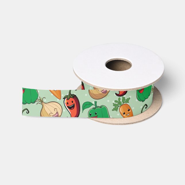 Ruban En Satin Légumes souriants (Bobine)