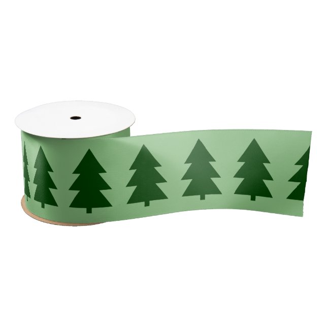 Ruban En Satin Les arbres de Noël verts (Bobine)