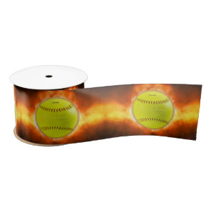 Ruban En Satin Les flammes de balle rapide de softball jaune de S