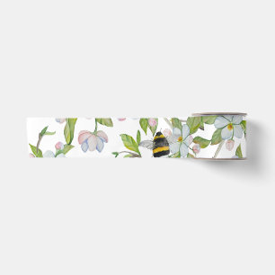 Ruban En Satin Les fleurs du jardin de printemps et les bourdons