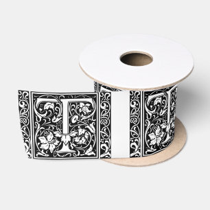 Ruban En Satin Lettre T Monogramme Art Nouveau Médiéval