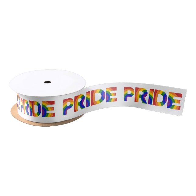 Ruban En Satin Lettres arc-en-ciel PRIDE (Bobine)