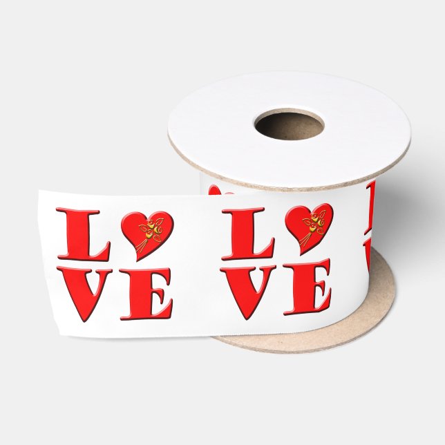 Ruban En Satin Lettres d'AMOUR ( L♥VE) Saint-Valentin (Bobine)