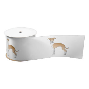 Ruban En Satin Lévrier Italien Fauve Et Blanc Chiens De Dessin An
