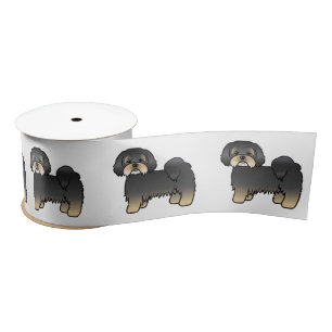 Ruban En Satin Lhasa Apso noir et feu Chien de dessin animé migno