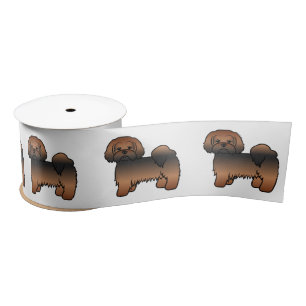 Ruban En Satin Lhasa Apso Sable Rouge Chien de Dessin Animé Migno