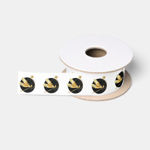 Ruban En Satin libellule d'or en cercle noir