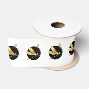 Ruban En Satin libellule d'or en cercle noir