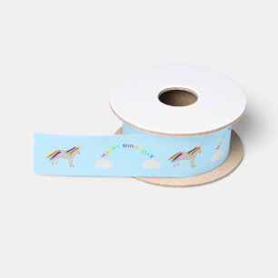 Ruban En Satin Licorne de fantaisie d'anniversaire Arc-en-ciel et