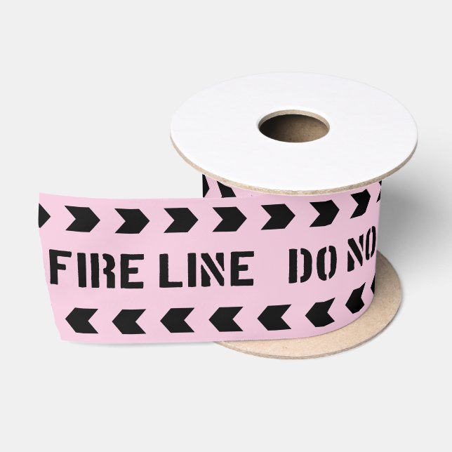 Ruban En Satin Ligne de feu rose Ne pas franchir la fête (Bobine)