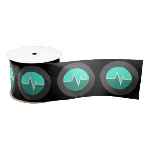 Ruban En Satin Ligne EKG médecin chirurgien vert noir