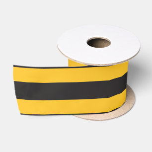 Ruban En Satin Lignes Géométriques Horizontales Jaunes et Noires 