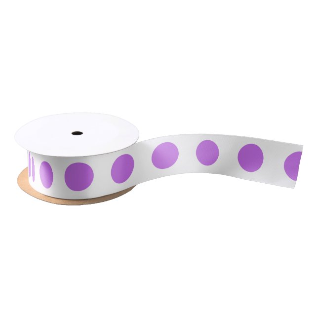 Ruban En Satin Lilac et pois blancs (Bobine)