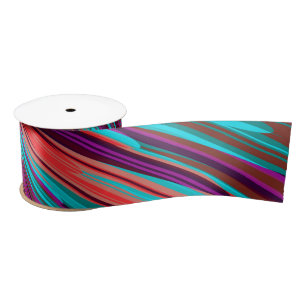 Ruban En Satin Lilac Orange Turquoise Abstrait Géométrique