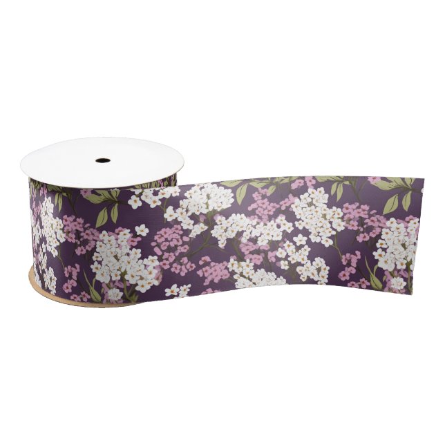 Ruban En Satin Lilacs Sur Violet (Bobine)
