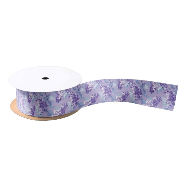 Ruban En Satin Lilas Violet Floral (Bobine)