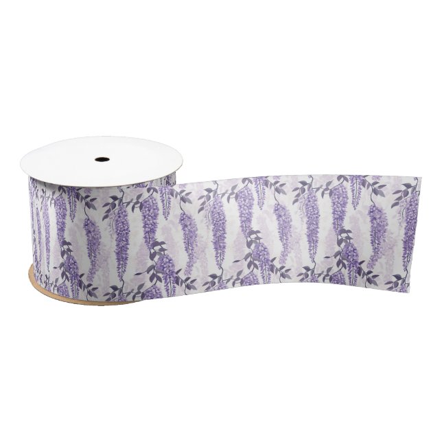 Ruban En Satin Lilas Violets Floraux (Bobine)