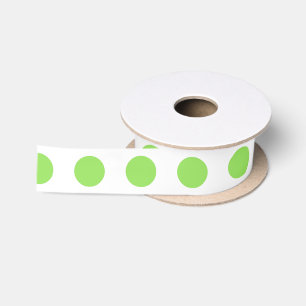 Ruban En Satin Lime et pois blancs