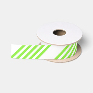 Ruban En Satin Lime vert et blanc cinq bandes motif
