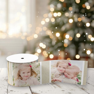 Ruban En Satin Linge beige rustique Photo personnalisée