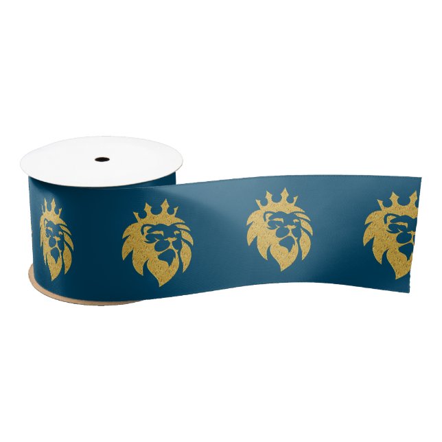 Ruban En Satin Lion Avec Couronne - Style Or 1 (Bobine)
