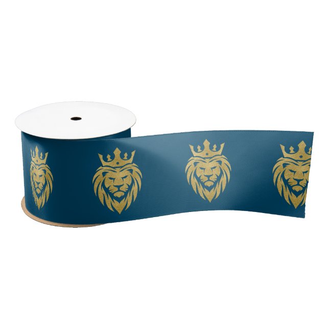 Ruban En Satin Lion Avec Couronne - Style Or 3 (Bobine)