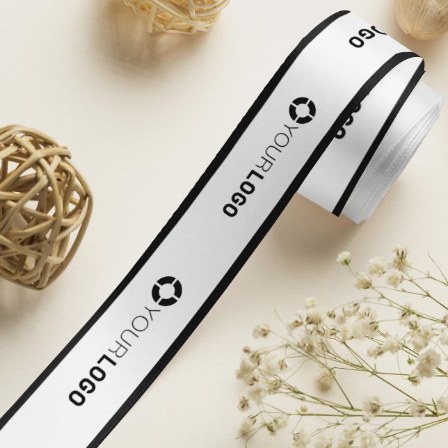 Ruban En Satin Logo de l'entreprise personnalisée cadeaux d'affai (Custom company logo branded business gifts white satin ribbon)