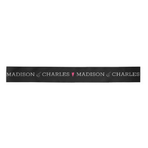 Ruban En Satin Logo de mariage cœur rose couples minimaliste fave