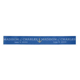 Ruban En Satin Logo de mariage Faux or Ancre Date Favori pour les