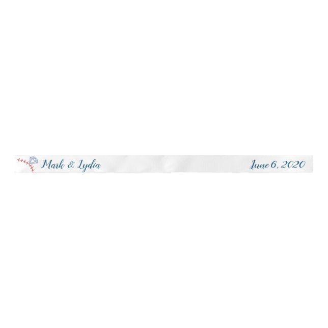 Ruban En Satin Logo de mariage favor baseball bague (Devant)