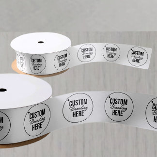 Ruban En Satin Logo d'entreprise imprimé sur mesure blanc