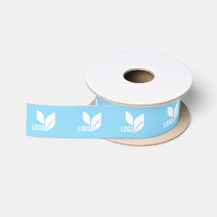 Ruban En Satin Logo d'entreprise personnalisé bleu clair