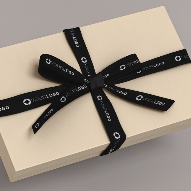 Ruban En Satin Logo d'entreprise personnalisé cadeaux d'affaires  (Custom company logo branded business gifts black satin ribbon)