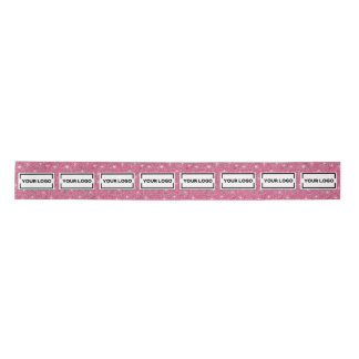 Ruban En Satin Logo d'entreprise personnalisé Rose vif scintillan