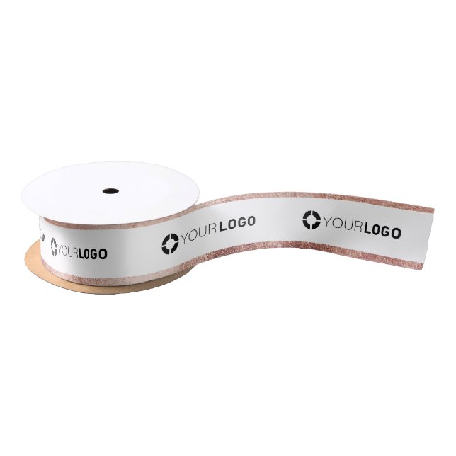 Ruban En Satin Logo d'entreprise Rose Gold Border (Bobine)